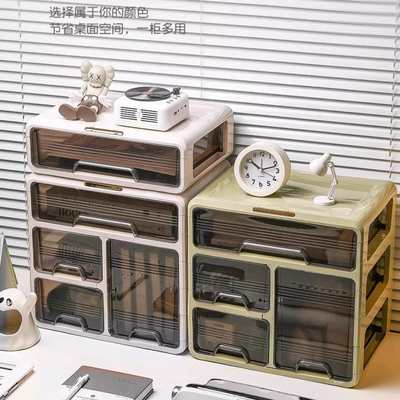 桌面收纳盒抽屉式大容量置物架办公桌储物盒宿舍文具杂物收纳柜子