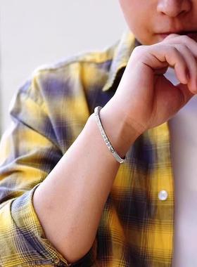 正品罗泰老银匠999男纯银森民系复古手镯士女款情侣族风礼物足银