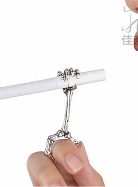 抽烟夹烟指环男女烟托支架戒