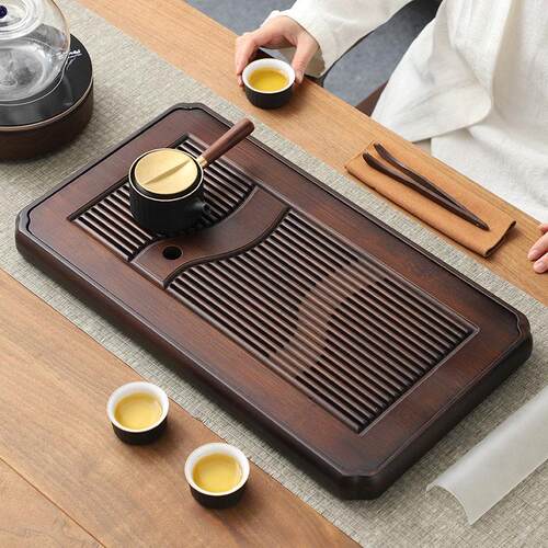 茶盘家用托 托盘排蓄水功夫茶具2025新款茶海桌竹实木沥水干 干泡