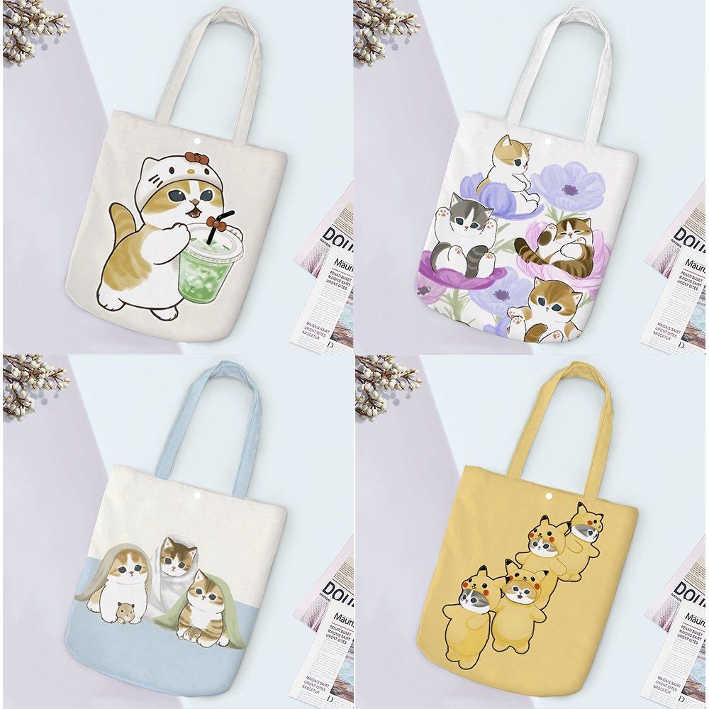 插画猫 可爱猫咪 鲨鱼猫 周边 购物袋单肩帆布袋手提袋简约包