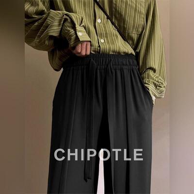 韩国CHIPOTLE高级感直筒宽松休闲西装裤男2026春季慵懒风黑色西裤