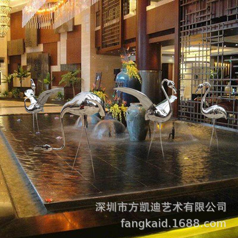 园林雕塑景观水景烈鸟不品锈钢火户不锈钢雕外物动仙鹤抽象欧式装