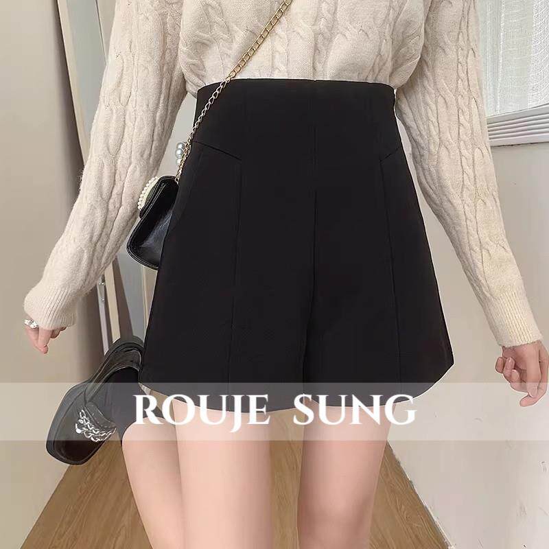 ROUJE SUNG~高腰西装短裤女春夏季a字西服裤韩版气质阔腿休闲短裤