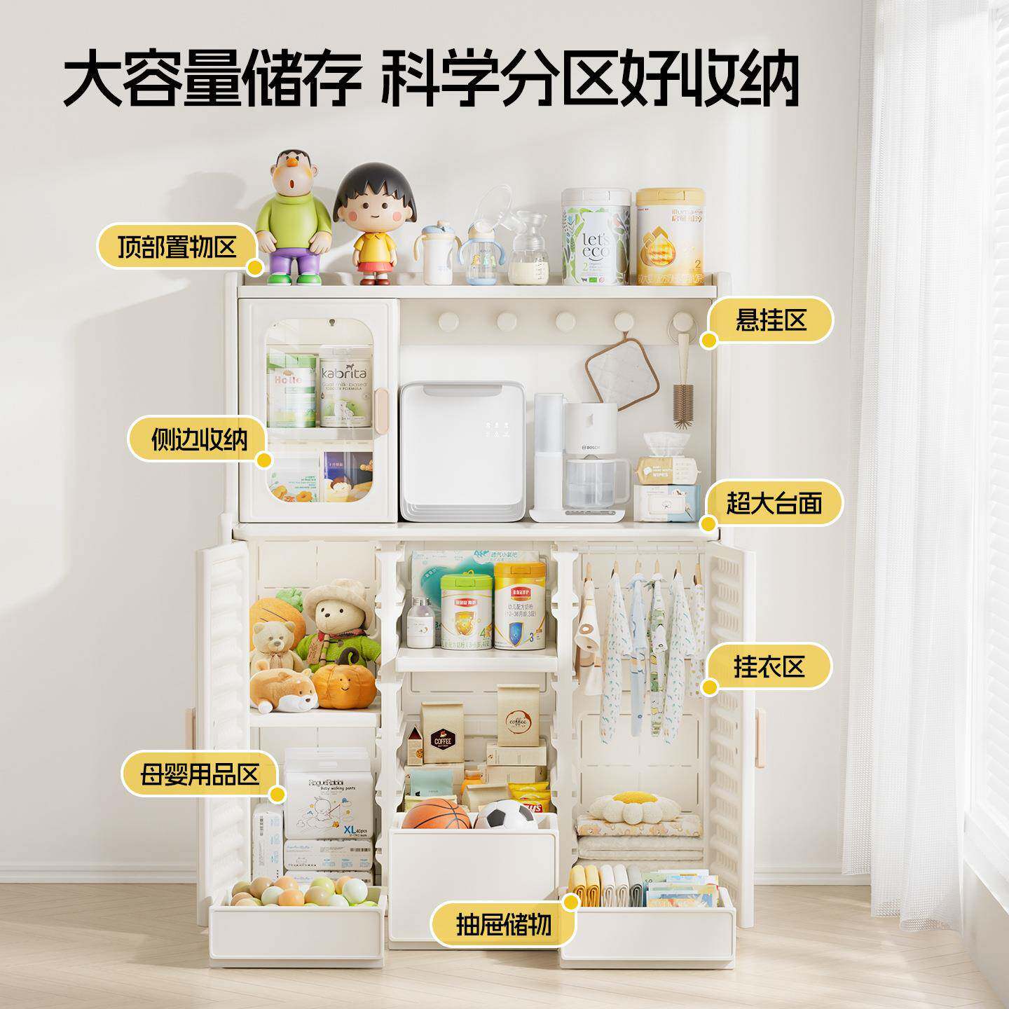 喂养台收纳柜宝宝儿童玩具婴儿用品置物架落地储物整理衣柜