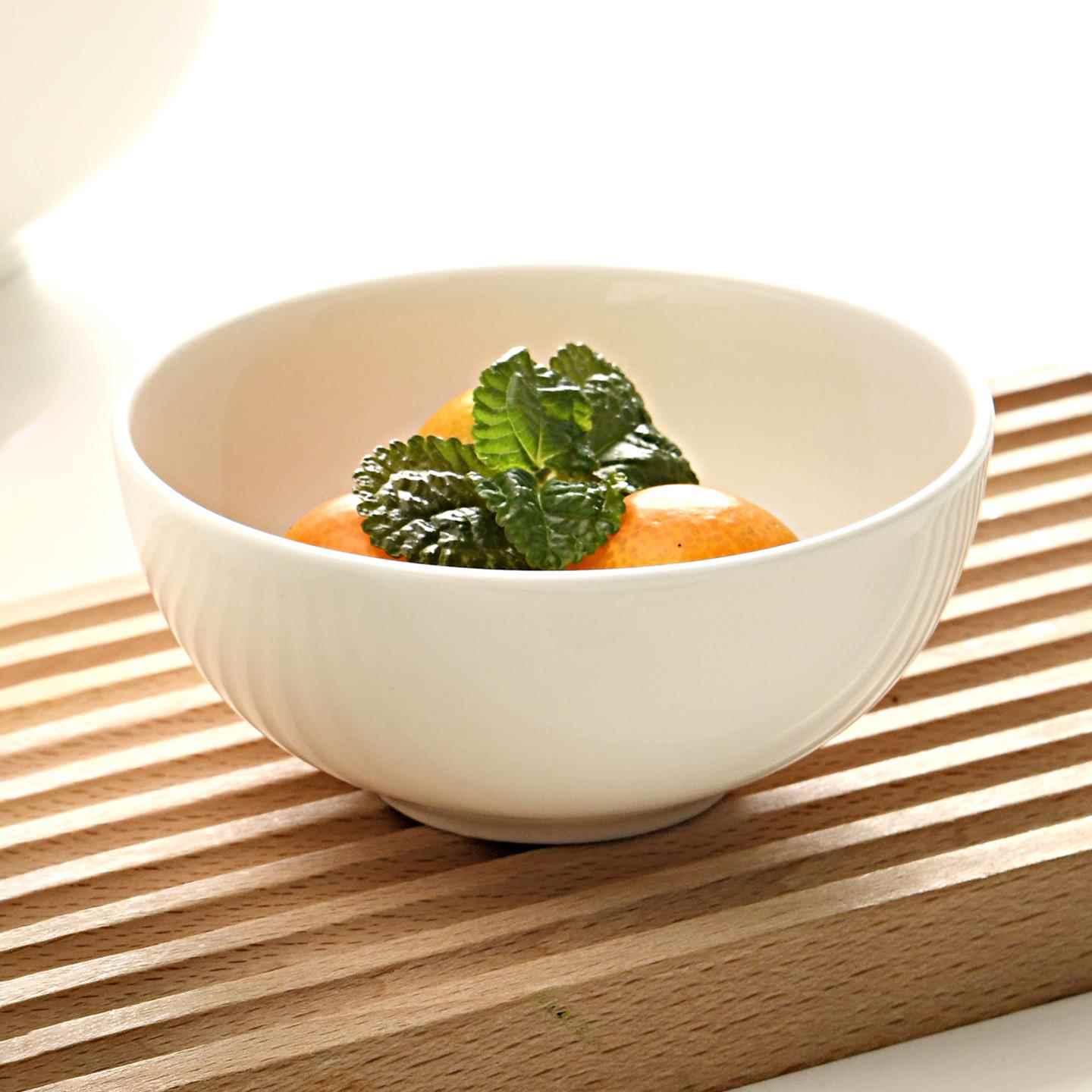 隆玫格纯白骨瓷饭碗4.5英寸米饭碗小碗粥碗汤碗奥碗陶瓷家用无铅