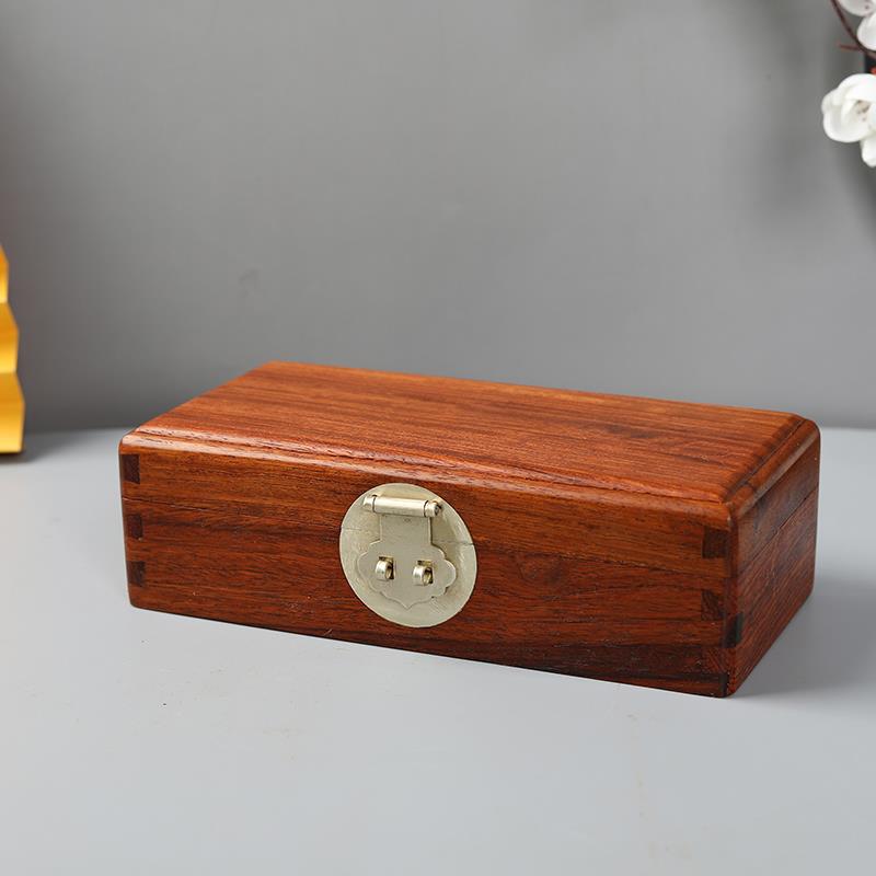 高档甸檀花梨木桌面收纳木缅质小盒大果紫子收纳盒红木实木便携首