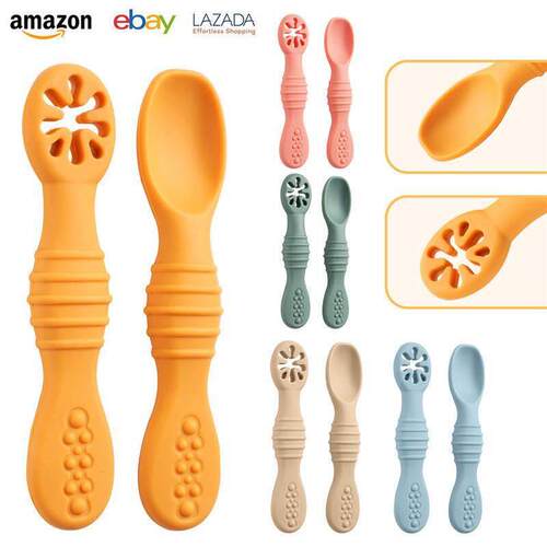 Silicone spoon baby food spoon 矽胶勺子婴儿辅食勺
