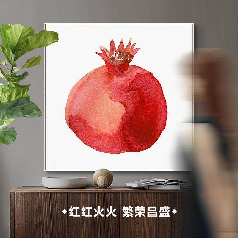 饭厅装饰画画红色挂画画石榴画画单幅水果北欧现代墙画画新中式画,家居饰品,现代装饰画,淘宝优惠券,粉丝福利购,淘宝优惠卷