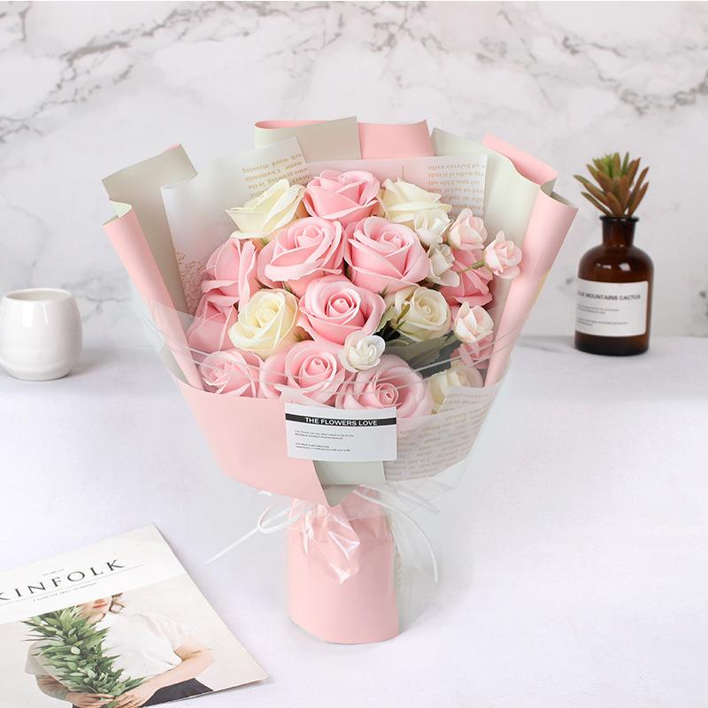 康乃馨永生玫瑰香皂花束餐桌花艺