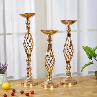 Table Candle Holder Decoration: Golden Iron Art Vase, Twiste