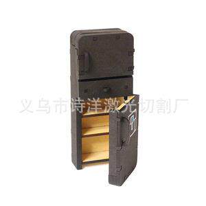 DIY激光切割木质木制工艺品 迷你组装式三门冰箱 白胚本色