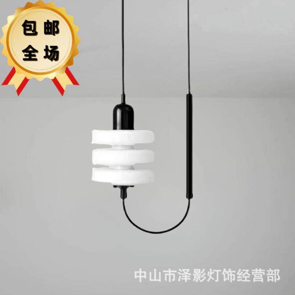 轻奢卧室床头吊灯北欧简约网红玻璃小吊灯书房设计师线条装饰吊灯
