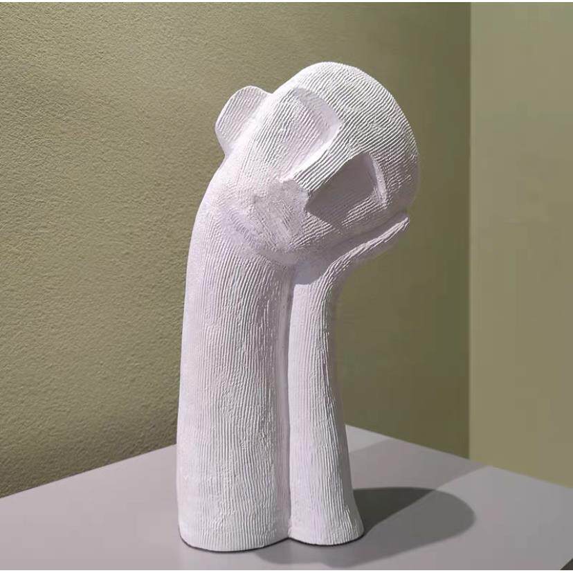 现代简约思考者树脂工艺品托头人物头像雕塑摆件展厅柜台玄关装饰