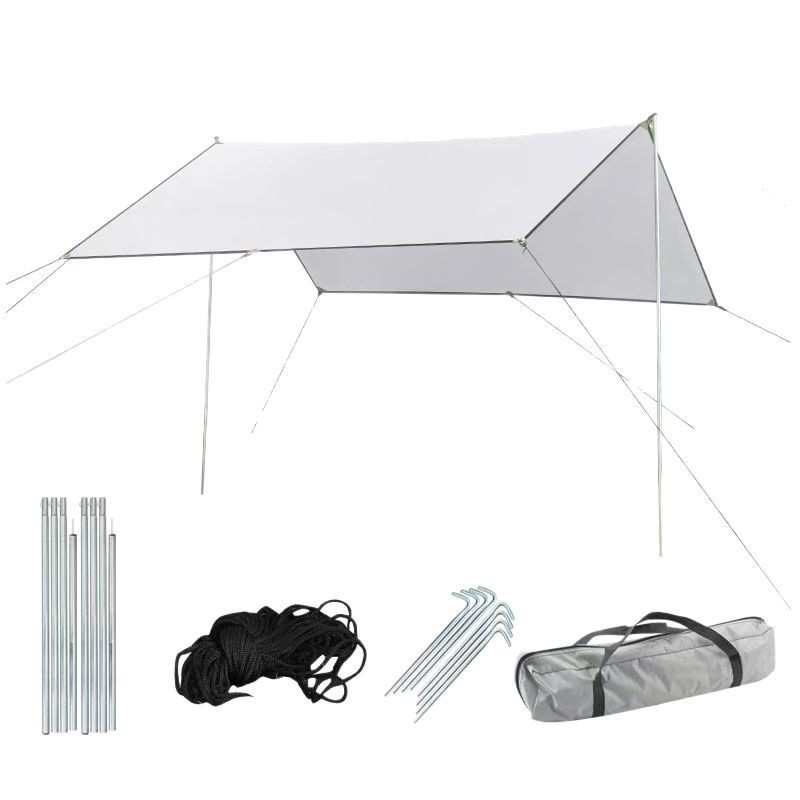 户外野炊聚餐遮阳天幕屋脊式涂银天幕便携式防雨防晒露营遮阳棚