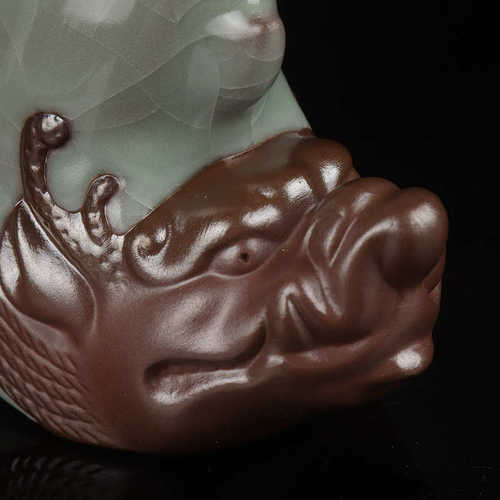 宠功夫茶具可养玩冰纯手工家用哥窑鱼龙茶茶盘陶瓷茶创意裂摆件