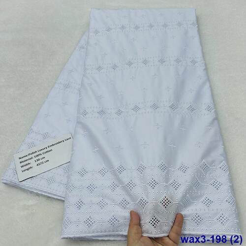 5码一片非洲小闪钻打孔绣花棉布套装 cotton polish lace fabric
