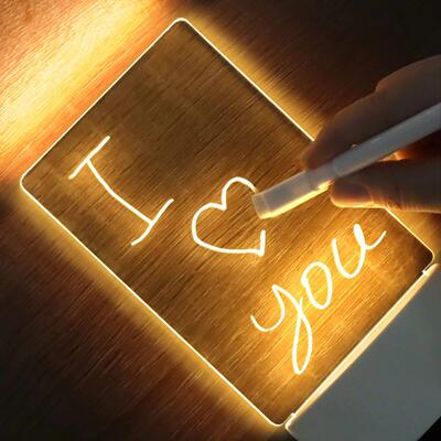 LED Desk Lamp With Message Board Bedroom Decoration Night Li