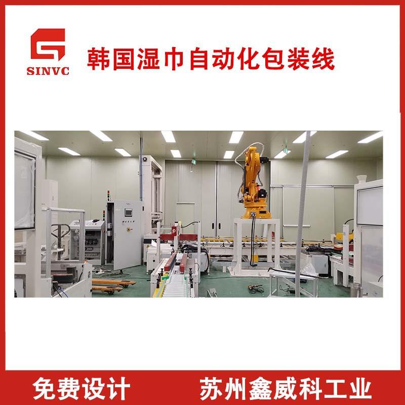 江苏湿巾包装线机器人码垛机湿巾码垛设备装箱码垛包装线厂家