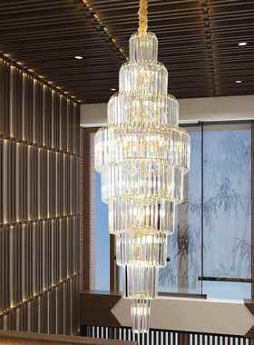 吊式复楼大灯水晶客大厅灯旋转楼梯吊灯62607后现代家用别墅厅中