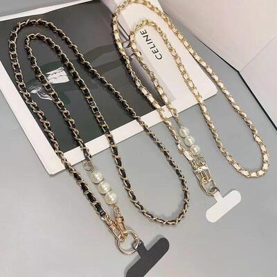 For Mobile Phone Straps Pearl Leather Chain Long Crossbody N