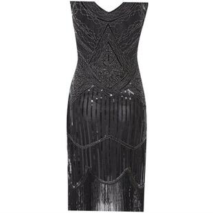 Sequin 20s Dress Gatsby Fringed Great Beaded Flapper