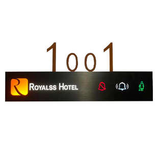 酒店发光不锈钢门牌 宾馆电子门牌带灯民宿包厢高档客房LED门牌号