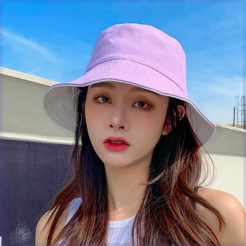 双面渔夫帽子女春秋季夏天小帽檐可折叠遮脸防晒太阳帽盆帽遮阳帽