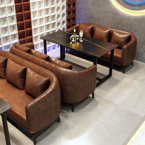 复古风工业风餐吧咖啡厅酒馆卡座沙发酒吧清吧烧烤店商用桌椅组合