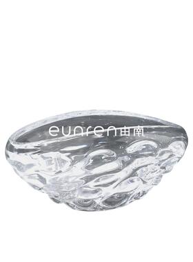 简约现代透明玻璃水果盘摆件家居餐桌样板间软装饰品收纳托盘