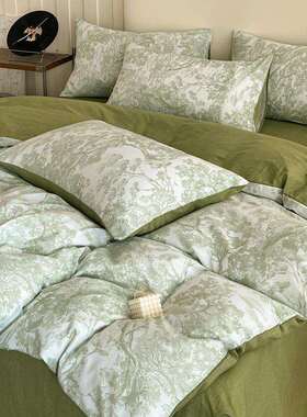 A高端加厚全棉磨毛轻四件套简约棉单冬季全棉被套纯床类笠奢秋冬