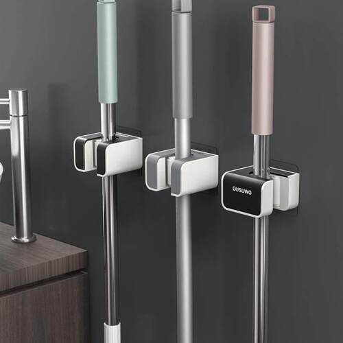 mop hook hanger hole free wall hanging toilet mop storage