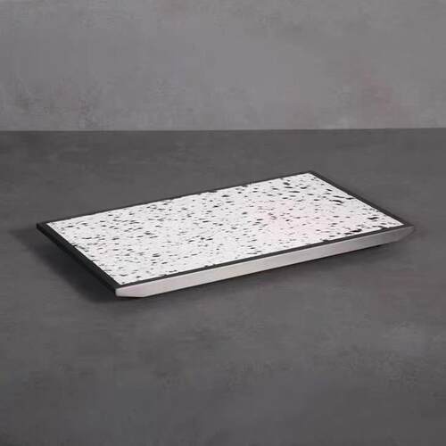 简约现代轻奢皮质长形金属托盘置物样板间客厅茶几桌面装饰摆件