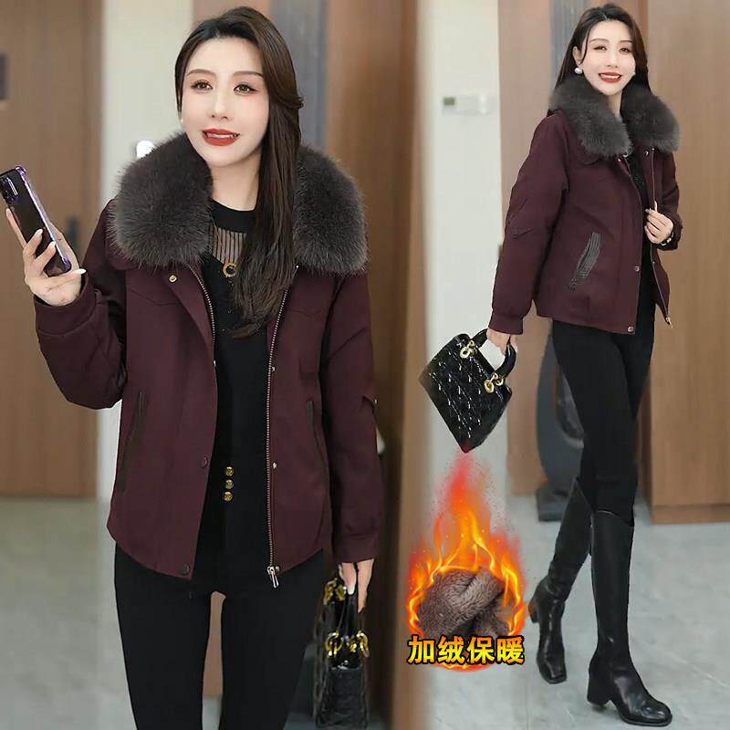 香港代购加绒加厚短款外套女冬季新款宽松显瘦保暖派克服棉袄外套