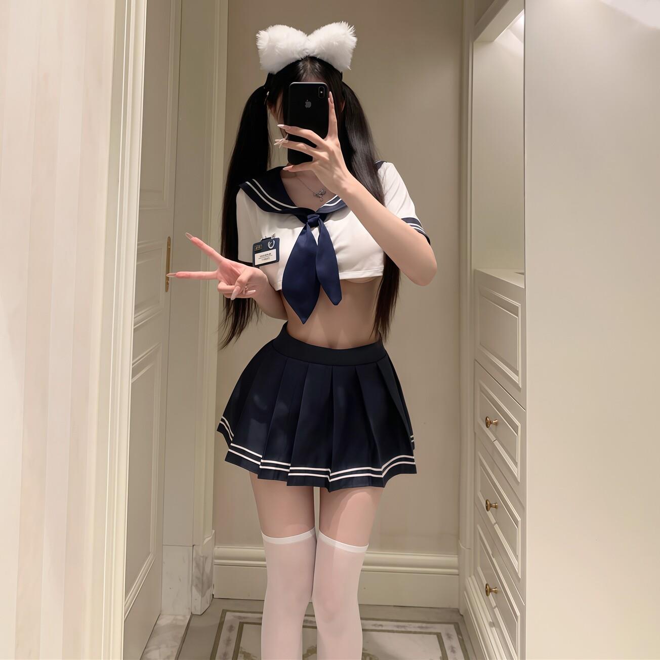 性感纯欲清纯小胸日系学院JK百褶裙cos角色扮演约会制服晴趣qqny图片