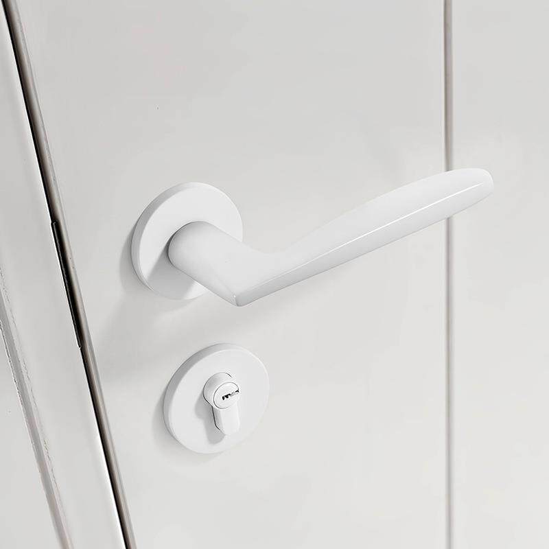 白室内卧室房木门约锁家间用房无品牌/门把手锁具通色用型简分体 - 实物图