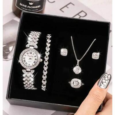 thewangs studioFashion Luxury Full Crystal 5 Pcs Watch Nec