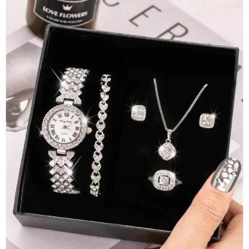 thewangs studioFashion Luxury Full Crystal 5 Pcs Watch Nec