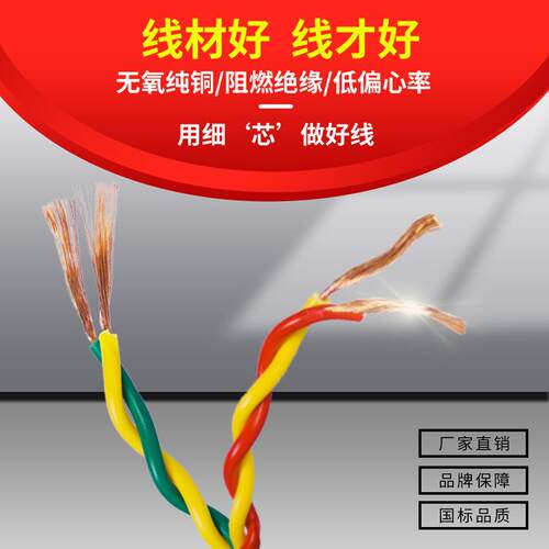 永壹珠江牌花线双绞线ZC-RVS2*1.5/2.5/1平方铜芯电线麻花头灯线