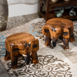泰国创意原木矮凳实木小凳子，大象换鞋凳宝宝，小圆凳木墩子儿童木凳