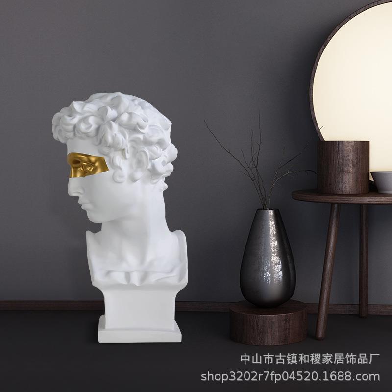 轻奢北欧艺术设计客厅橱窗软装饰品大卫头像摆件抽象人物家居