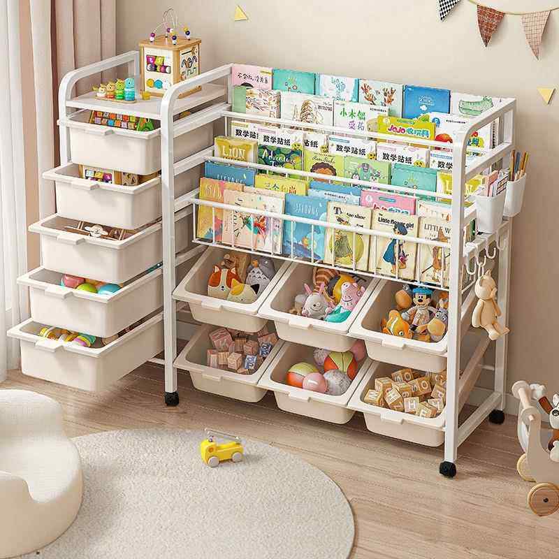 儿童书架绘本架书本玩具收纳架一体简易家用置物架落地宝宝储物柜