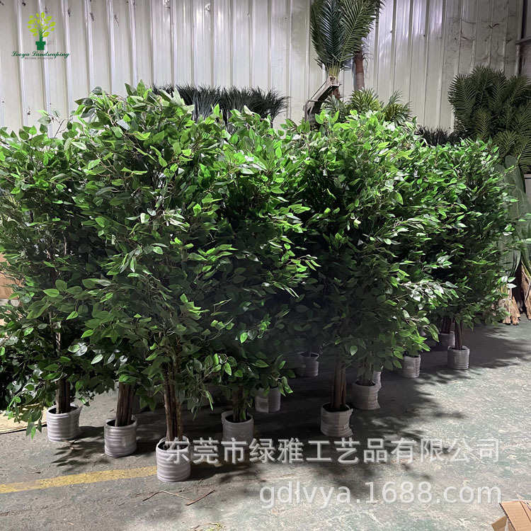 假绿植仿真榕树盆栽批发人造迷你榕树绿植装饰外贸人造植物