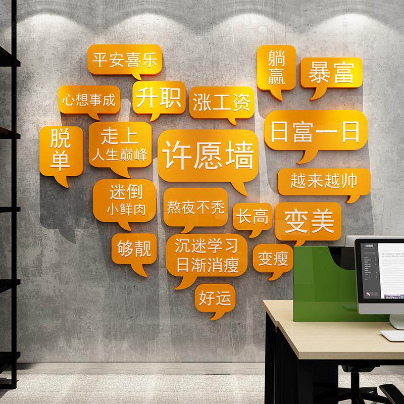 创意许心愿墙装饰品墙面氛围布置公司企业办公室励志墙贴激励标语