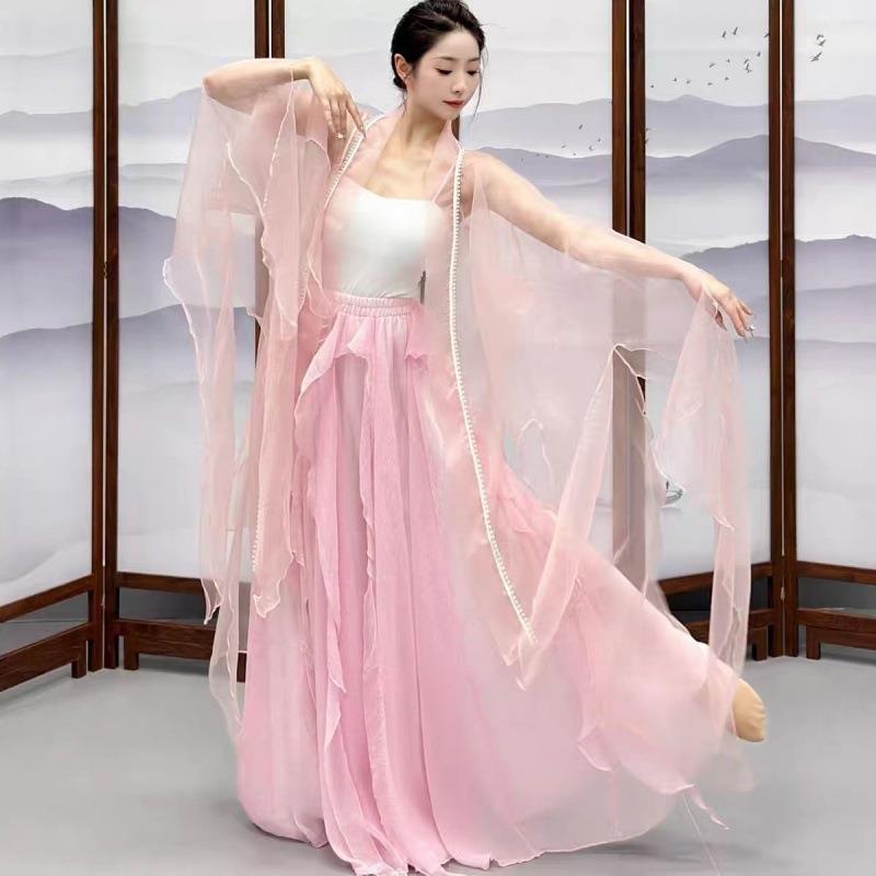 古典舞蹈服女飘逸花瓣袖开衫身韵披肩长款舞蹈练功服艺考演出服