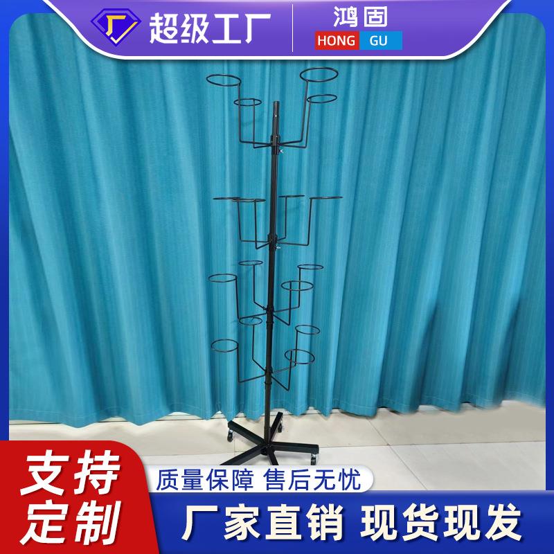 多层帽架落地服装店可旋转带轮可移动圆形帽托展示架铁艺帽子架