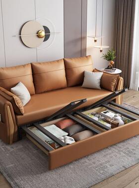 奢沙轻发床两用J2011单人客厅小户型双科技布胶可储物多功能抽乳