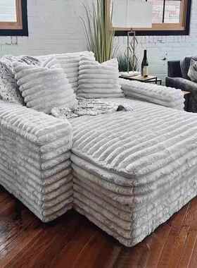 意式极简粗条绒压缩沙床布法式艺懒人沙发可躺可睡客652厅205发新