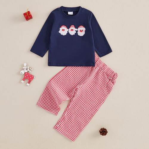 Y 20105 Christmas Kids Long Sleeve Set 童装两件套