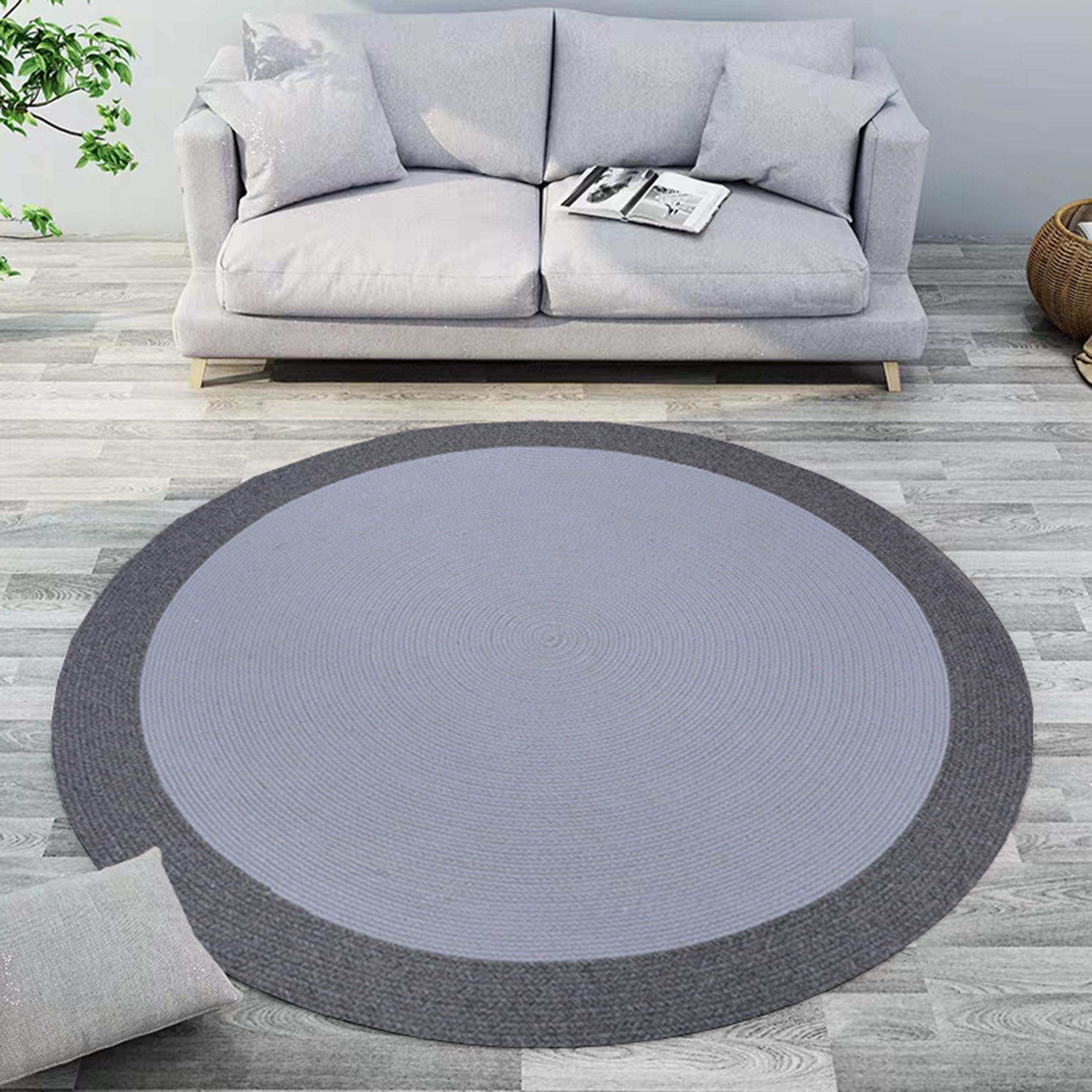 纯色手工编织地毯圆形地毯斯堪的纳维亚客厅卧室在床边毯子印度进